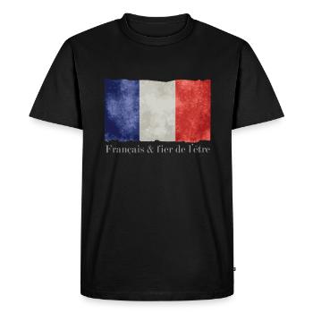 Drapeau France bleu blanc rouge Français fier - T-shirt Premium bio Homme - noir - Devant - Nico (187cm)