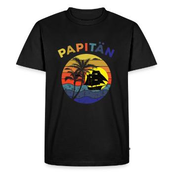 Papitän Dad and Captain Funny Sail Anchor Moti - Men's Premium Organic T-Shirt - black - Front - Nico (187cm)