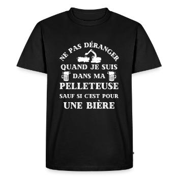 t shirt pelleteuse biere humour engin de chantier - T-shirt Premium bio Homme - noir - Devant - Nico (187cm)