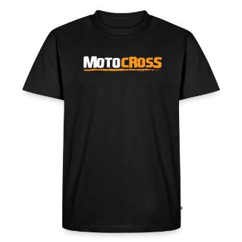Lettrage orange / blanc de motocross - T-shirt Premium bio Homme - noir - Devant - Nico (187cm)