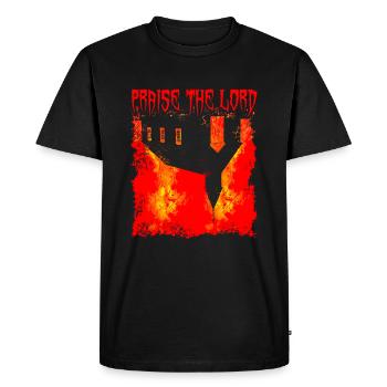Burning Church - louez le seigneur - T-shirt Premium bio Homme - noir - Devant - Nico (187cm)