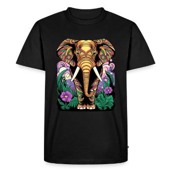 Elephant Pop Art - Men's Premium Organic T-Shirt - black - Front - Nico (187cm)