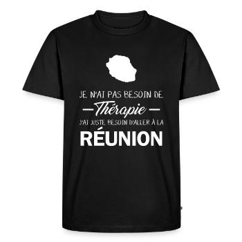 Thérapie Réunion - T-shirt Premium bio Homme - noir - Devant - Nico (187cm)