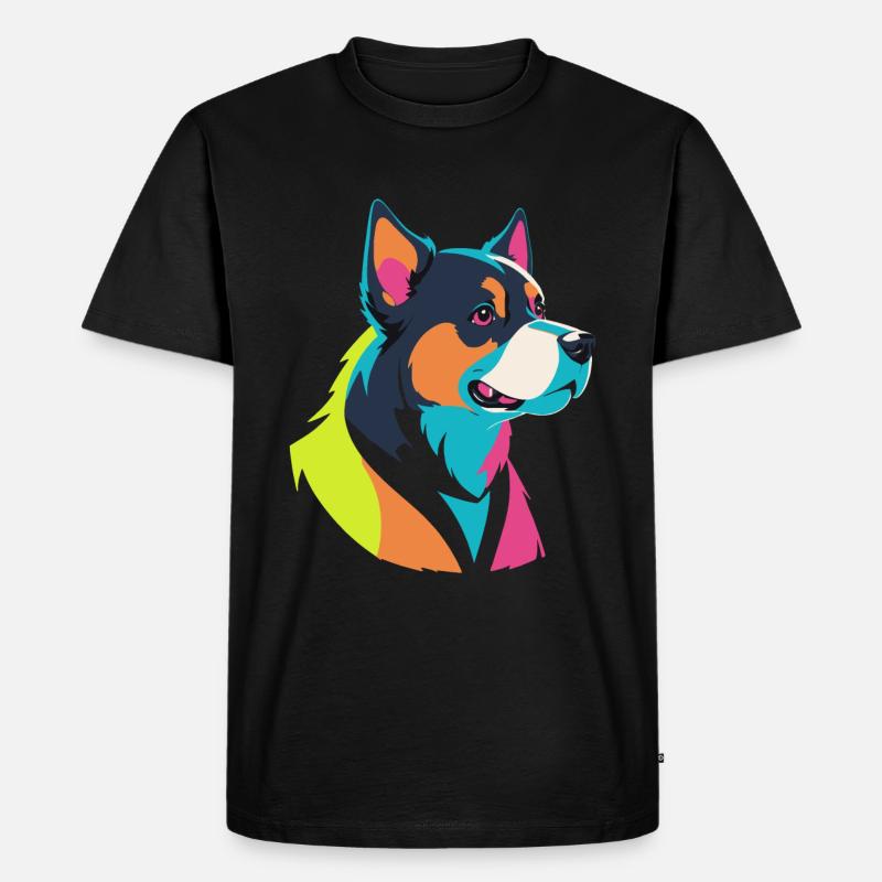 Pop Art Hund - Männer Premium Bio T-Shirt - Schwarz