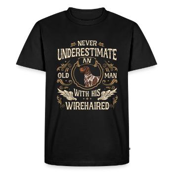 Chien allemand Wirehair - T-shirt Premium bio Homme - noir - Devant - Nico (187cm)