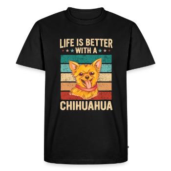 Chien Chihuahua - T-shirt Premium bio Homme - noir - Devant - Nico (187cm)
