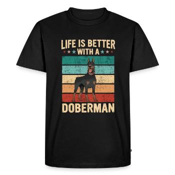 Doberman Pinscher Chien - T-shirt Premium bio Homme - noir - Devant - Nico (187cm)
