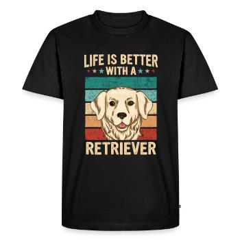 Chien Golden Retriever - T-shirt Premium bio Homme - noir - Devant - Nico (187cm)