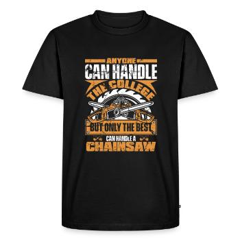 Lumberjack Whale Worker Chainsaw Axe - Men's Premium Organic T-Shirt - black - Front - Nico (187cm)