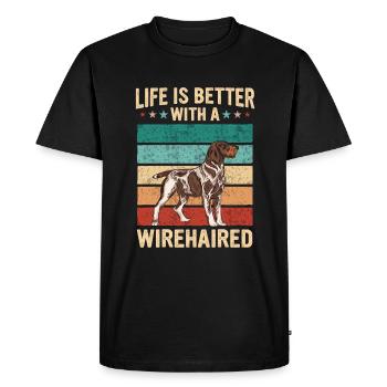 Chien allemand Wirehair - T-shirt Premium bio Homme - noir - Devant - Nico (187cm)
