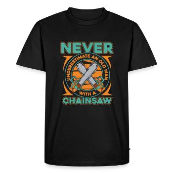 Lumberjack Whale Worker Chainsaw Axe - Men's Premium Organic T-Shirt - black - Front - Nico (187cm)