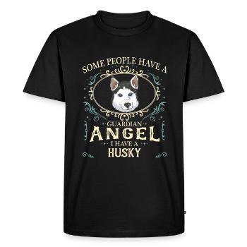 Chien Husky Sibérien - T-shirt Premium bio Homme - noir - Devant - Nico (187cm)
