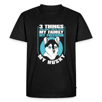 Chien Husky Sibérien - T-shirt Premium bio Homme - noir - Devant - Nico (187cm)