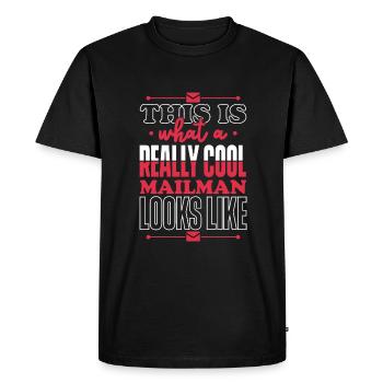 Facteur Employé postal Poste Transporteur de colis - T-shirt Premium bio Homme - noir - Devant - Nico (187cm)