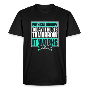 Assistante thérapeute en physiothérapie - T-shirt Premium bio Homme - noir - Devant - Nico (187cm)