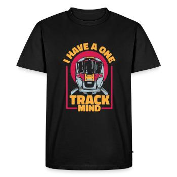 Train Trains Locomotive Railway Trainspotter - Men's Premium Organic T-Shirt - black - Front - Nico (187cm)