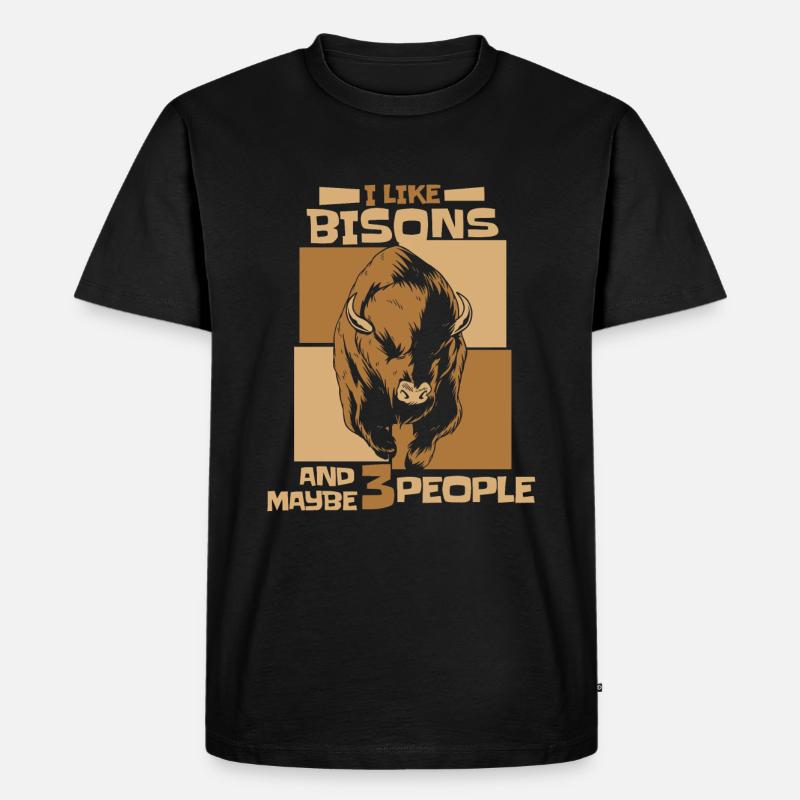 Bison Büffel Bulle Buffalo Bisons - Männer Premium Bio T-Shirt - Schwarz
