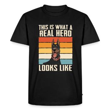 Doberman Pinscher Chien - T-shirt Premium bio Homme - noir - Devant - Nico (187cm)