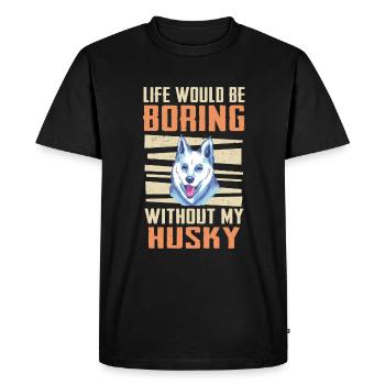 Chien Husky Sibérien - T-shirt Premium bio Homme - noir - Devant - Nico (187cm)