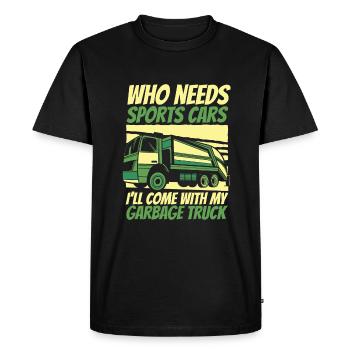 Camion à ordures Camion à ordures Garbage Man Recyclage des ordures - T-shirt Premium bio Homme - noir - Devant - Nico (187cm)