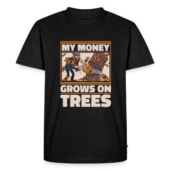 Lumberjack Whale Worker Chainsaw Axe - Men's Premium Organic T-Shirt - black - Front - Nico (187cm)