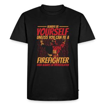 Pompier - T-shirt Premium bio Homme - noir - Devant - Nico (187cm)