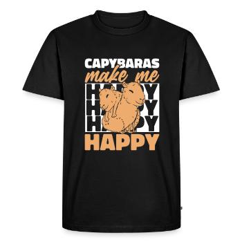 Capybara Rongeur Animal - T-shirt Premium bio Homme - noir - Devant - Nico (187cm)