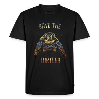 Tortue Tortue de mer Tortue Animal - T-shirt Premium bio Homme - noir - Devant - Nico (187cm)