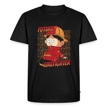 Pompier - T-shirt Premium bio Homme - noir - Devant - Nico (187cm)