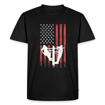 Lineman Electric Cable Power Pole Electrician - Men's Premium Organic T-Shirt - black - Front - Nico (187cm)