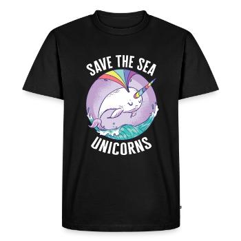 Narval Baleine Océan Narvals Baleines Baleines Baleines - T-shirt Premium bio Homme - noir - Devant - Nico (187cm)