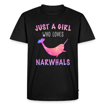 Narval Baleine Océan Narvals Baleines Baleines Baleines - T-shirt Premium bio Homme - noir - Devant - Nico (187cm)