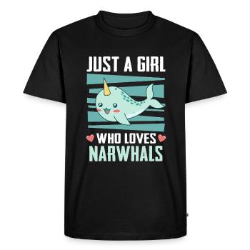 Narwhal Whale Ocean Narwhals Whales Whales - Men's Premium Organic T-Shirt - black - Front - Nico (187cm)