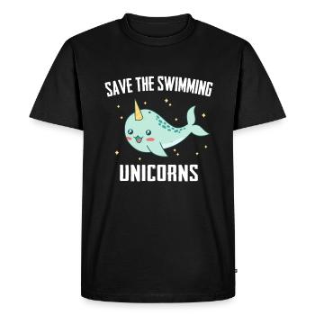 Narwhal Whale Ocean Narwhals Whales Whales - Men's Premium Organic T-Shirt - black - Front - Nico (187cm)