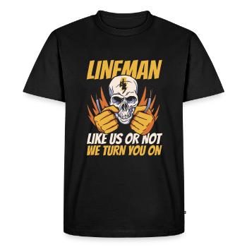 Lineman Electric Cable Power Pole Electrician - Men's Premium Organic T-Shirt - black - Front - Nico (187cm)