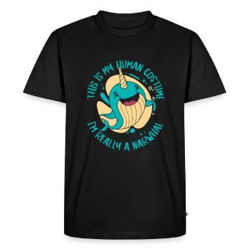 Narwhal Whale Ocean Narwhals Whales Whales - Men's Premium Organic T-Shirt - black - Front - Nico (187cm)