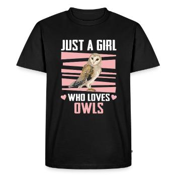 Hibou Oiseau Oiseau Hiboux - T-shirt Premium bio Homme - noir - Devant - Nico (187cm)