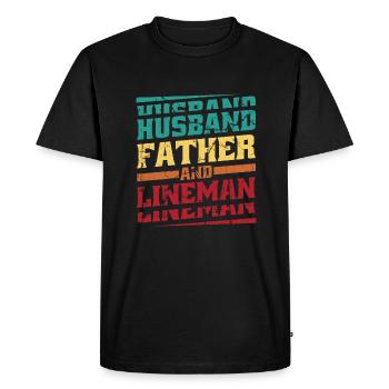 Lineman Electric Cable Power Pole Electrician - Men's Premium Organic T-Shirt - black - Front - Nico (187cm)
