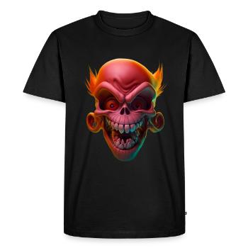 Crâne rouge rieur - T-shirt Premium bio Homme - noir - Devant - Nico (187cm)