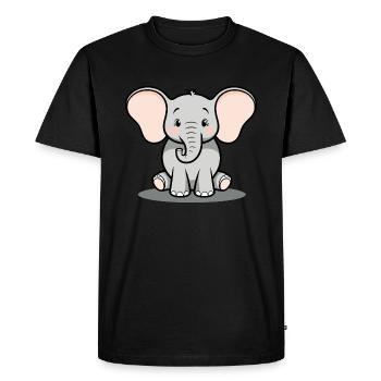 Éléphant mignon - T-shirt Premium bio Homme - noir - Devant - Nico (187cm)