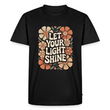 Boho Flowers Let Your Light Shine Quote - Men's Premium Organic T-Shirt - black - Front - Nico (187cm)
