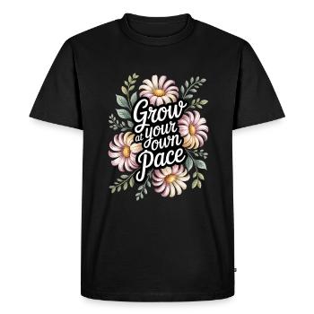 Grow At Your Pace Boho Flowers Vintage - Men's Premium Organic T-Shirt - black - Front - Nico (187cm)