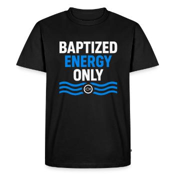 Baptized Energy Only Inspiring - Men's Premium Organic T-Shirt - black - Front - Nico (187cm)