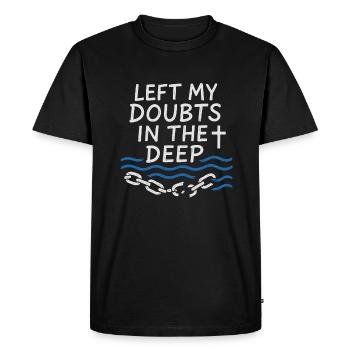 Lire mes doutes au plus profond baptisé - T-shirt Premium bio Homme - noir - Devant - Nico (187cm)