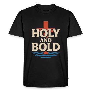 Holy and bold baptized lettering - Men's Premium Organic T-Shirt - black - Front - Nico (187cm)