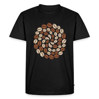 Grain de café motif cercle amoureux - T-shirt Premium bio Homme - noir - Devant - Nico (187cm)