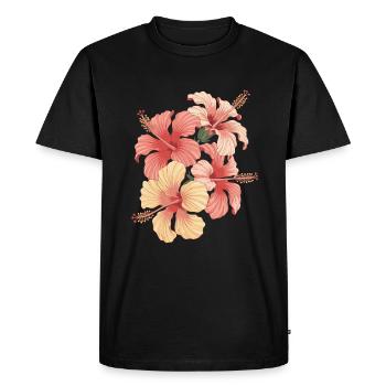 Inspiration fleurs exotiques d’hibiscus - T-shirt Premium bio Homme - noir - Devant - Nico (187cm)