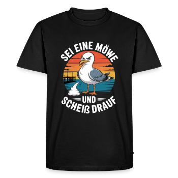 Soyez une mouette et merde-moi - T-shirt Premium bio Homme - noir - Devant - Nico (187cm)