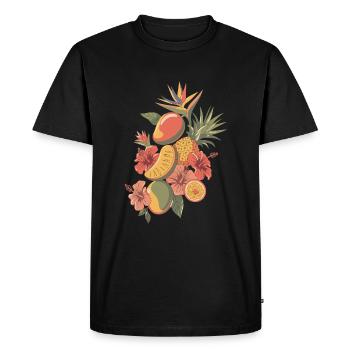Arrangement de fruits exotiques et de fleurs - T-shirt Premium bio Homme - noir - Devant - Nico (187cm)