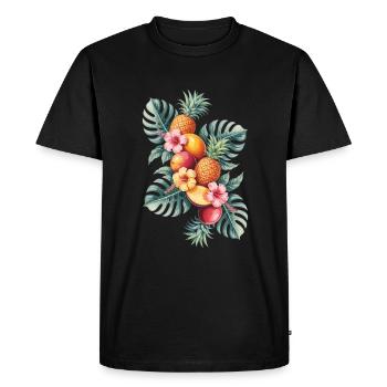 Exotic Fruits Tropical Paradise - Men's Premium Organic T-Shirt - black - Front - Nico (187cm)